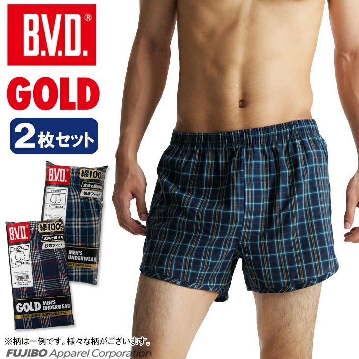 B.V.D.GOLD 綿100% トランクス 2枚セット 6L G192-6L-2P | フジボウ