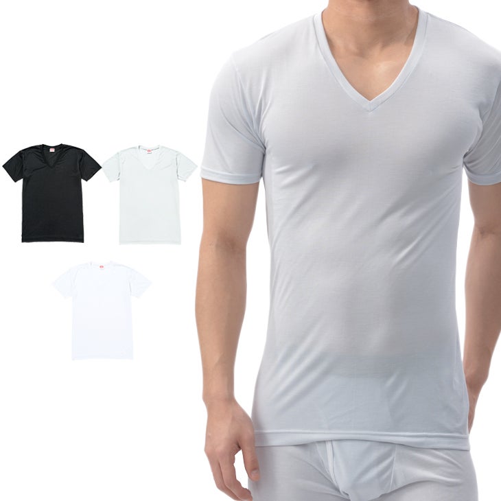 BVD 接触冷感 ICE DEOメンズ VネックTシャツ （M/L/LL） GR424