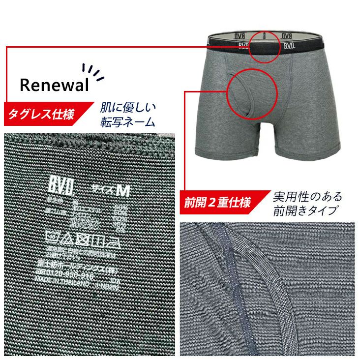BVD BASIC STYLE 吸水速乾 ボクサーパンツ 2枚組 M/L/LL NB202-2P