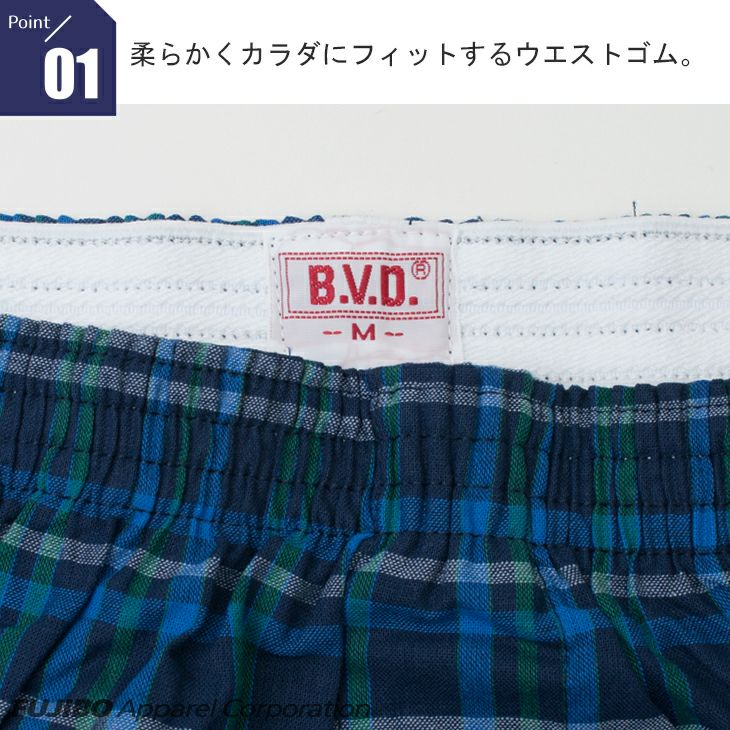 B.V.D.GOLD 先染（柄）トランクス 2枚セット M/L G192-2P | フジボウ
