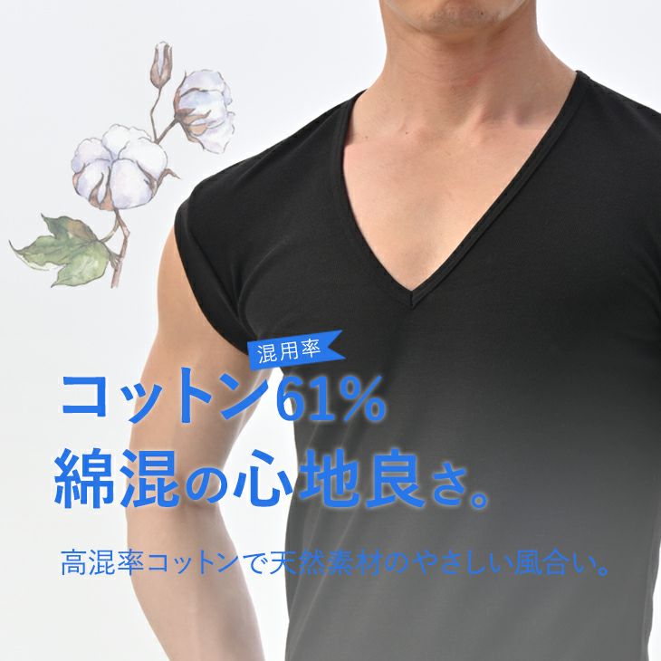 BVD クールエディット ワキ汗対策 22cmVネックスリーブレス M/L/LL
