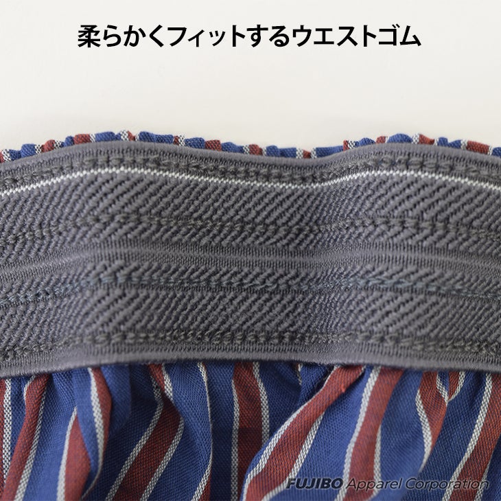 BVD 先染 トランクス チェック ストライプ 前開き 綿100％ (M/L/LL