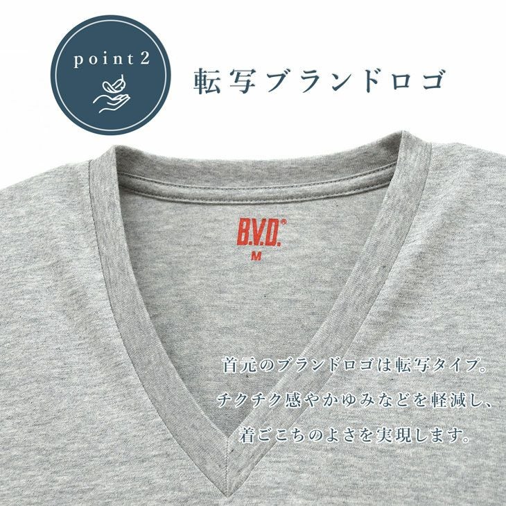 B.V.D. 綿100％天竺 PACK Vネック半袖Tシャツ （M/L/LL） EC104-2P