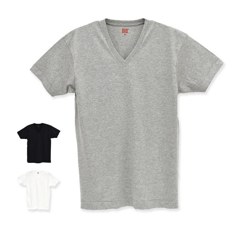 B.V.D. 綿100％天竺 PACK Vネック半袖Tシャツ （M/L/LL） EC104-2P