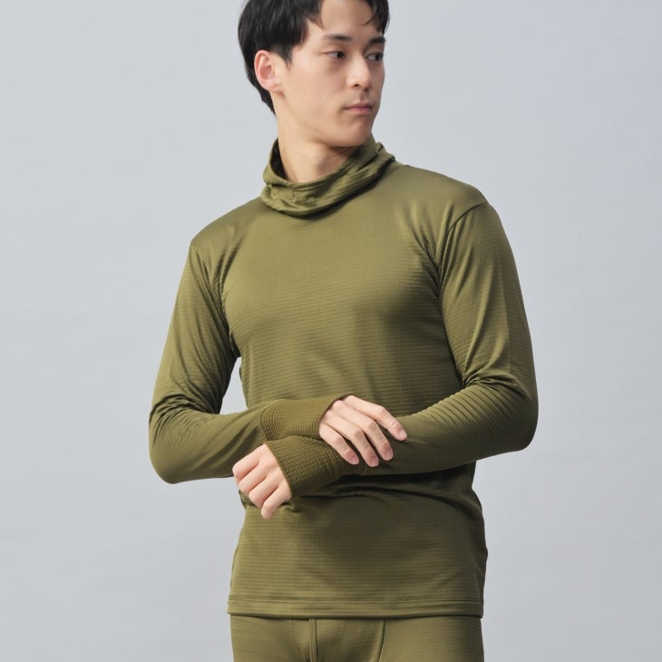 25年モデル】BVD 瞬暖GRID-TEC + 裏起毛 ハイネックフーディ 【M/L/LL