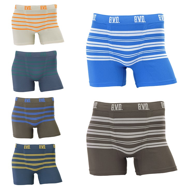 2015S/S クリアパーツ付ボーダー BVD ボクサーパンツ 立体成型 ソフトフィット ボーダー 前とじ （M/L